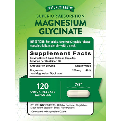 2 Pack - Nature's Truth Chelated Magnesium 200mg High Absorption 120 Capsules