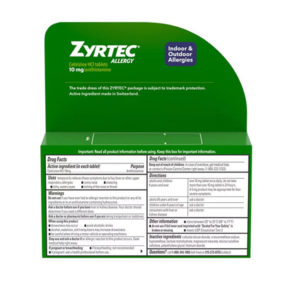 2 Pack - Zyrtec 24 Hour Allergy Relief Tablets, 40 Count Bonus Pack Zyrtec