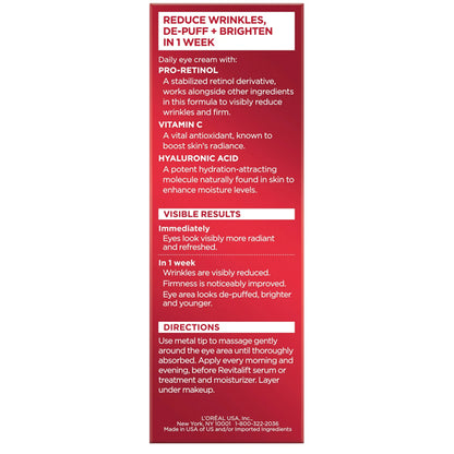 2 Pack - L'Oreal Eye Revitalift Triple Power Anti-Aging Cream 0.5oz
