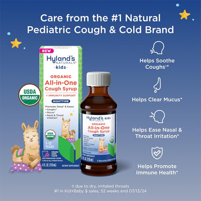 2 Pack - Hyland's Kids Organic All in One Cough Syrup Nighttime Grape 4oz