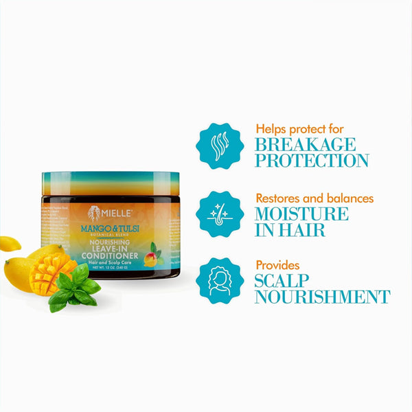 2 Pack - Mielle Organics Mango & Tulsi Nourishing Leave In Conditioner 12oz
