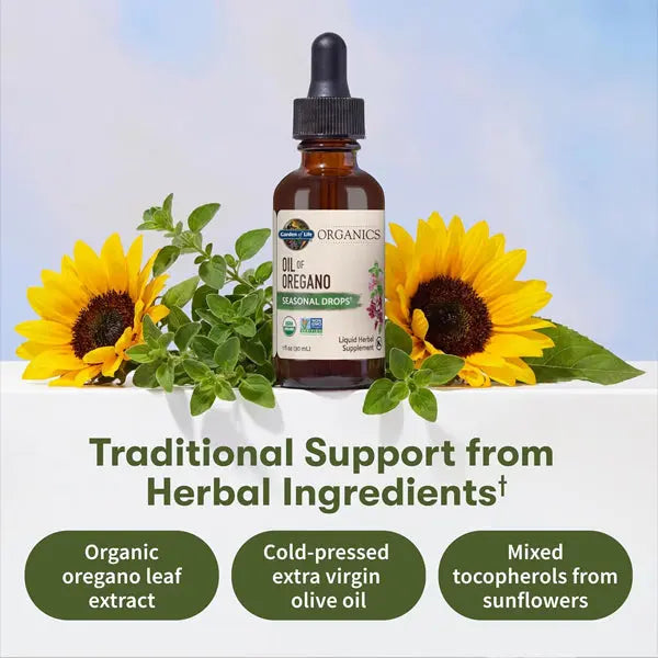 2 Pack - Garden of Life Organics Oil of Oregano Seasonal Drops 1fl oz Garden of Life