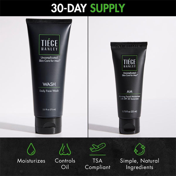 2 Pack - Tiege Hanley Basic Men's Facial Skin Care Set 30-Day 2 Piece Kit Tiege Hanley
