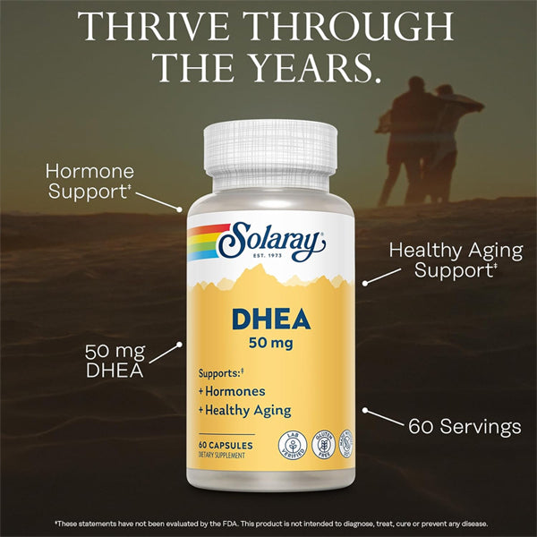 2 Pack - Solaray DHEA Supplement for Women and Men 60 Capsules