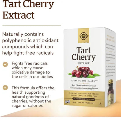 2 Pack - Solgar Tart Cherry Extract 1000mg Non-GMO 90 Vegan Capsules Solgar