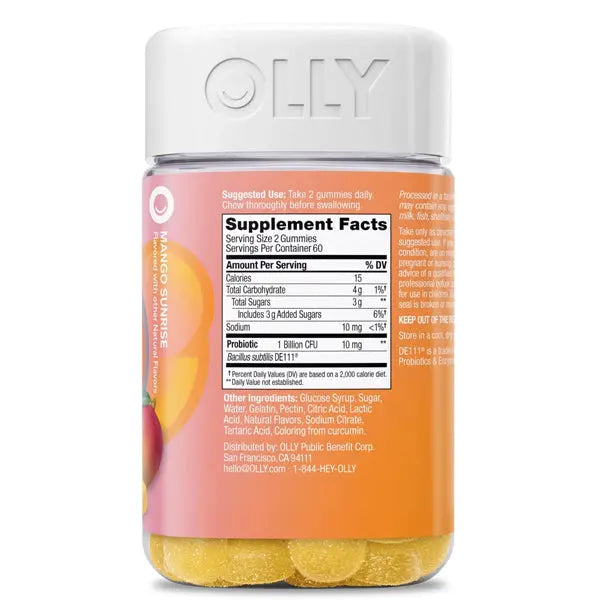 2 Pack - OLLY Probiotic Immune and Digestive Gummy Mango Sunrise 120 Count OLLY