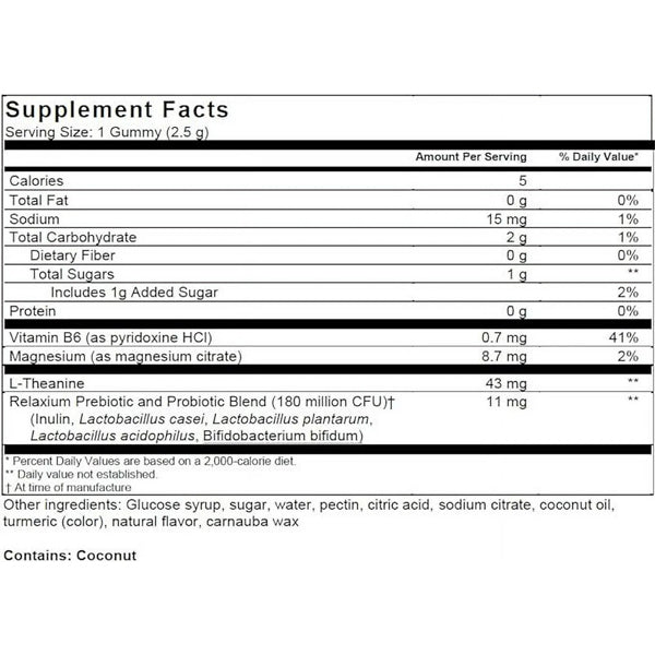 2 Pack - Relaxium Calm Gummies with Probiotics + Prebiotics Lemon 60 Count