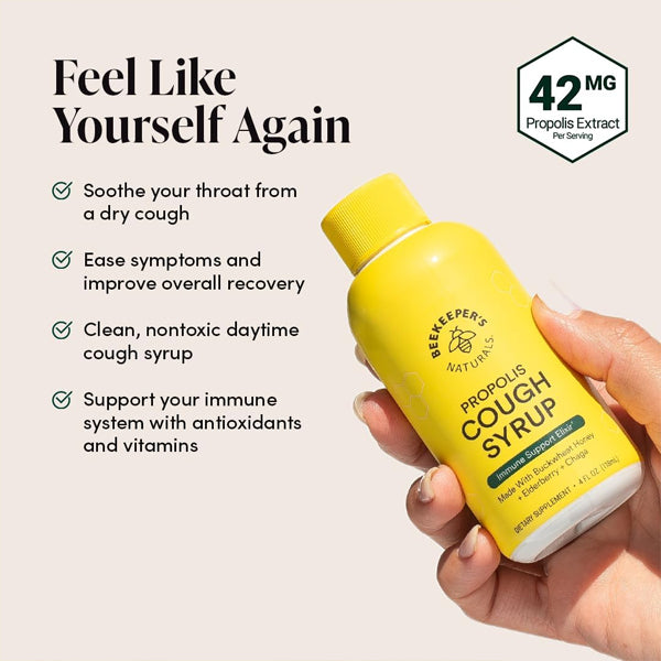 2 Pack - Beekeeper's Naturals Propolis Honey Cough Syrup Daytime for Adults 4oz Beekeeper's Naturals
