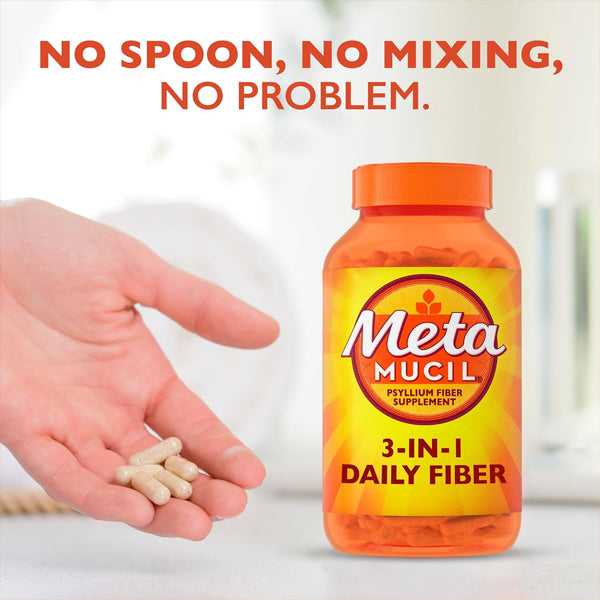2 Pack - Metamucil 3-in-1 Psyllium Husk Fiber Supplement 160 Count Each