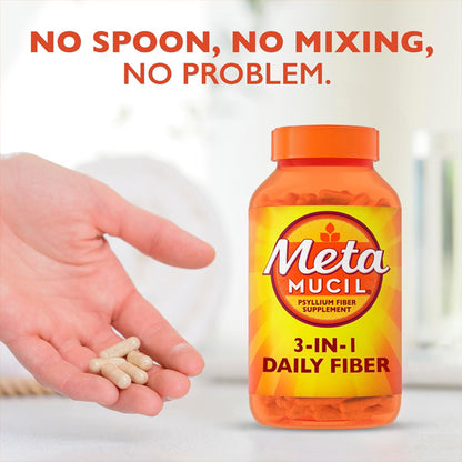 2 Pack - Metamucil 3-in-1 Psyllium Husk Fiber Supplement 160 Count Each