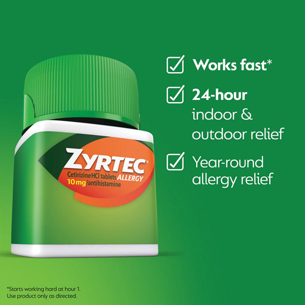 2 Pack - Zyrtec 24 Hour Allergy Relief Tablets, 40 Count Bonus Pack Zyrtec