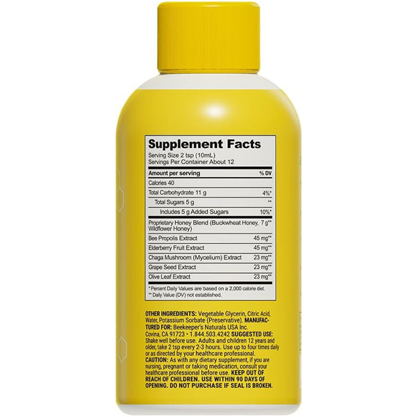 2 Pack - Beekeeper's Naturals Propolis Honey Cough Syrup Daytime for Adults 4oz Beekeeper's Naturals