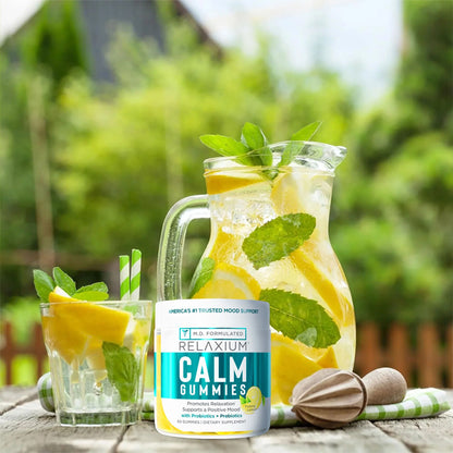 2 Pack - Relaxium Calm Gummies with Probiotics + Prebiotics Lemon 60 Count