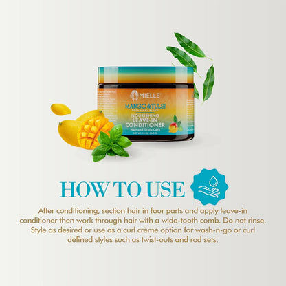 2 Pack - Mielle Organics Mango & Tulsi Nourishing Leave In Conditioner 12oz