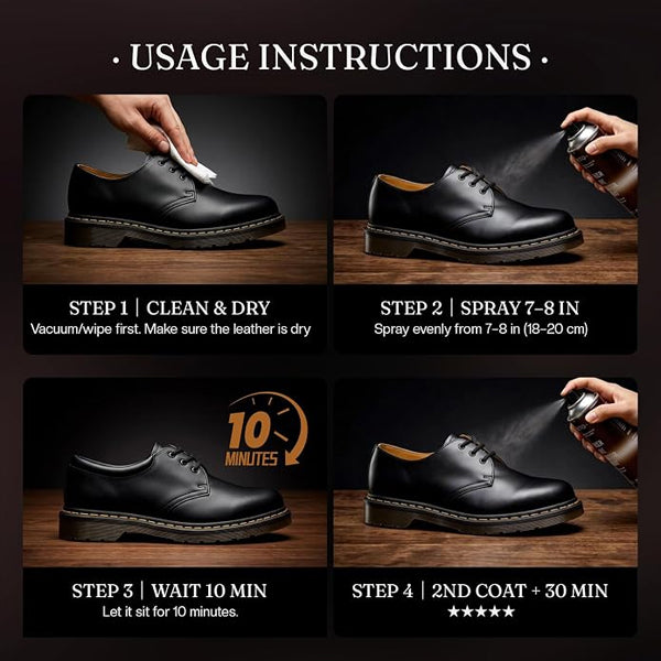2 Pack - Kefpo Leather Protector Spray for Shoes Daily Protection for Dress Shoes 6.7oz KEFPO