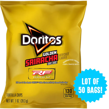 50 Pack - Doritos Golden Sriracha Flavored Reduced Fat Tortilla Chips 1oz Bags