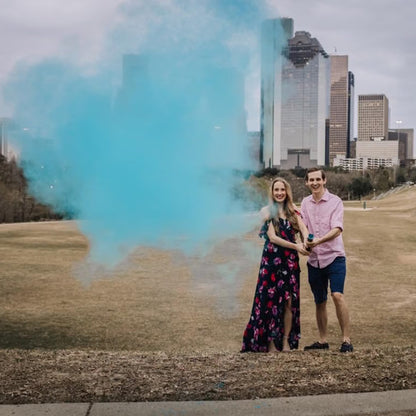 BABY GENDER REVEAL 4-Pack Hand Held Air Filled Party Popper 2 Pink 2 Blue Adventure Awaits