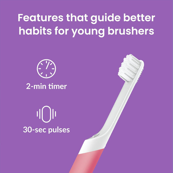 Quip Sonic Toothbrush for Kids Timed Electric Toothbrush Small Head Soft - Pink