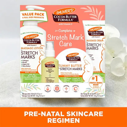Palmer's Cocoa Butter Formula Pregnancy Skin Care Kit for Stretch Marks and Scars 4 Piece Full Size Set Palmer's