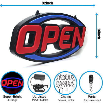 GreenCube 2026 Model 32" x 16" Remote Controlled LED Neon Open Sign GreenCube