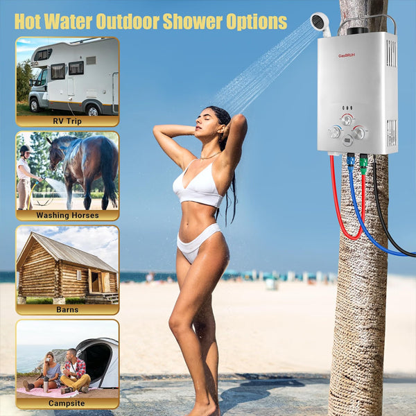 GasBRUH Tankless Outdoor 1.58 GPM 6L Portable Propane Camping Water Heater GasBRUH