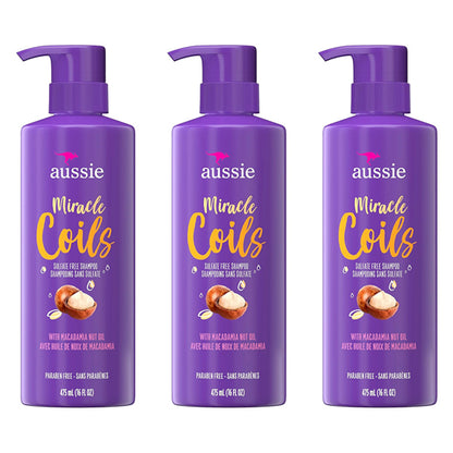 3 Pack - Aussie Shampoo Miracle Coils Sulfate Free Shampoo 16oz