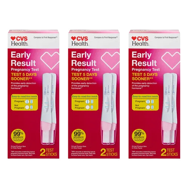 3 Pack - CVS Health Early Result Pregnancy Test 2 Sticks Each