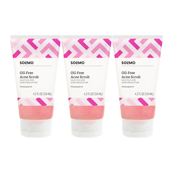 3 Pack - Solimo Oil-free Pink Grapefruit Facial Scrub 4.2oz