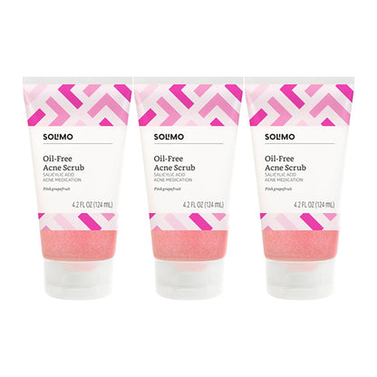 3 Pack - Solimo Oil-free Pink Grapefruit Facial Scrub 4.2oz