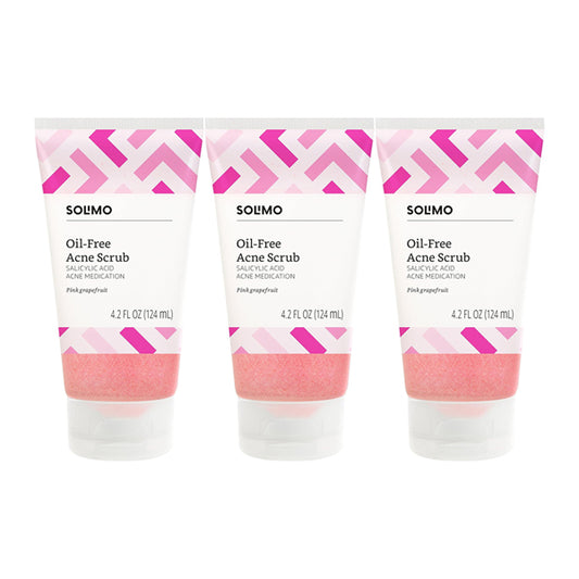 3 Pack - Solimo Oil-free Pink Grapefruit Facial Scrub 4.2oz