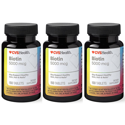 3 Pack - CVS Health Biotin 5000 mcg 150 Tablets