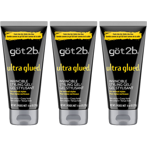 3 Pack - got2b Ultra Glued Invincible Extra Strong Hold Hair Gel 6oz got2b
