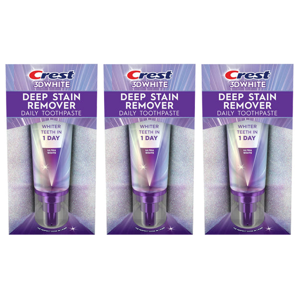 3 Pack - Crest 3D White Deep Stain Remover Ultra White Toothpaste 3.1oz Crest