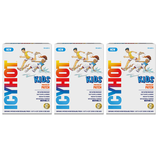 3 Pack - Icy Hot Kids Pain Relief Patches 5% Menthol 5ct Each