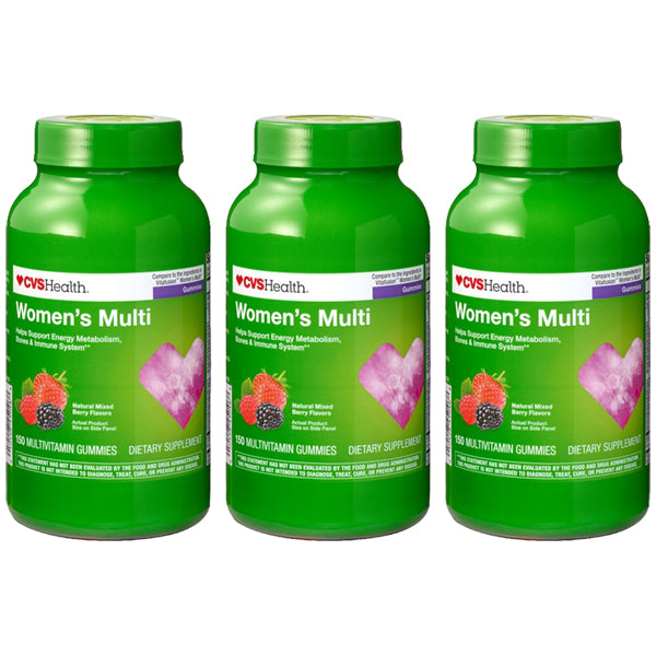 3 Pack - CVS Health Women's Multivitamin Mixed Berry Flavor 150 Gummies CVS