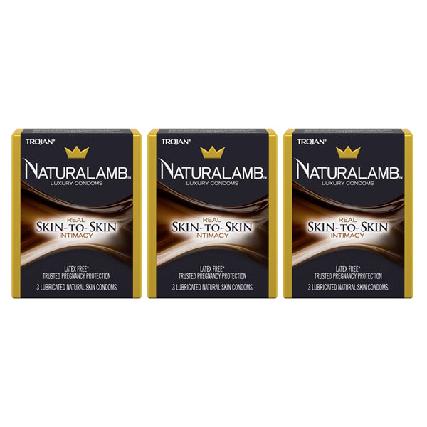 3 Pack - Trojan Naturalamb Latex Free Lubricated Condoms 3ct Each