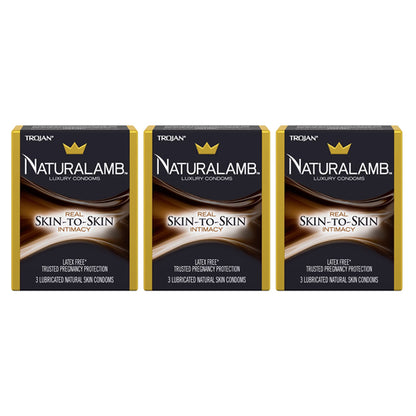 3 Pack - Trojan Naturalamb Latex Free Lubricated Condoms 3ct Each