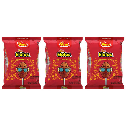 3 Pack - Vero Elotes Chili Pepper Covered Strawberry Lollipops 40 Count