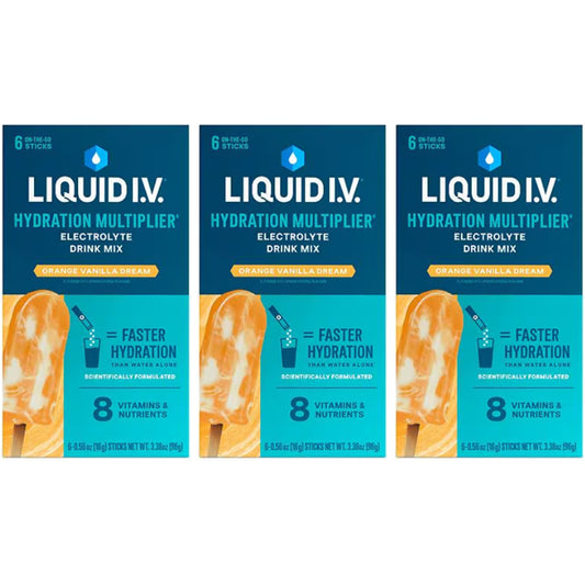 3 Pack - Liquid I.V. Hydration Multiplier Electrolyte Mix Orange Vanilla Dream 6 Count Liquid I.V.