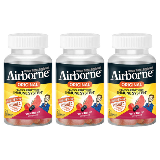 3 Pack - Airborne Mixed Berry Vitamin C Gummies Immune Support 21 Count