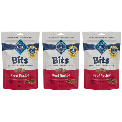 3 Pack - Blue Buffalo Bits Soft Dog Treats for Training Beef Recipe 11oz