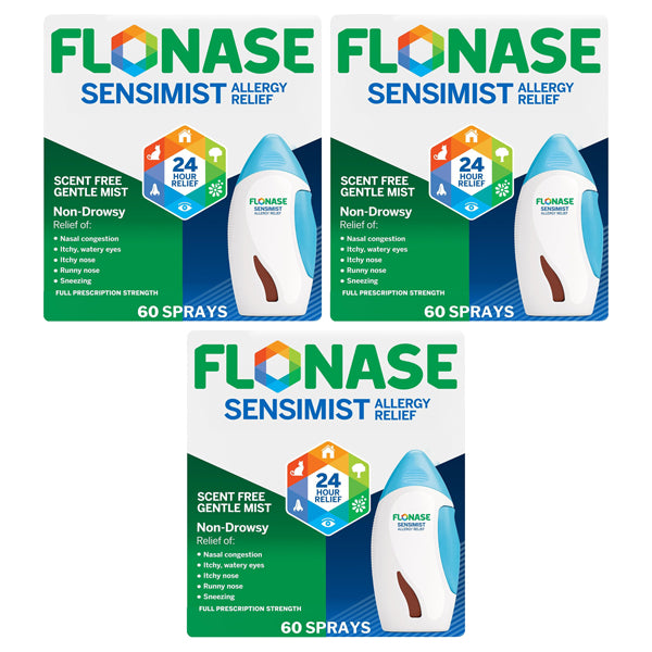 3 Pack - Flonase Sensimist Non Drowsy Allergy Relief Nasal Spray 60 Sprays Flonase