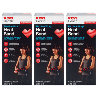 3 Pack - CVS Health Flexible Wrap Heat Band Compression & Heat 3" x 42" CVS