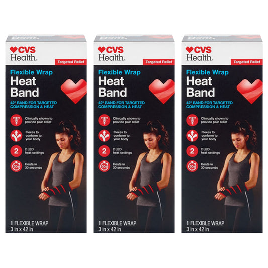 3 Pack - CVS Health Flexible Wrap Heat Band Compression & Heat 3" x 42" CVS