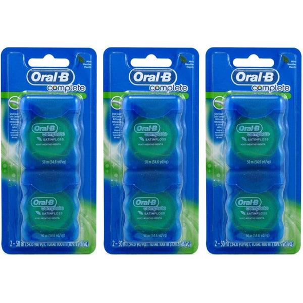 3 Pack - Oral-B 54 Yards Floss Satin Mint Twin Packs