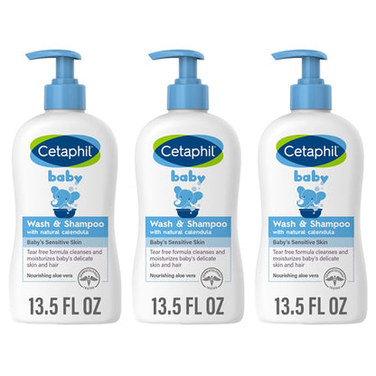 3 Pack - Cetaphil Baby 2-in-1 Hair Shampoo And Body Wash 13.5oz