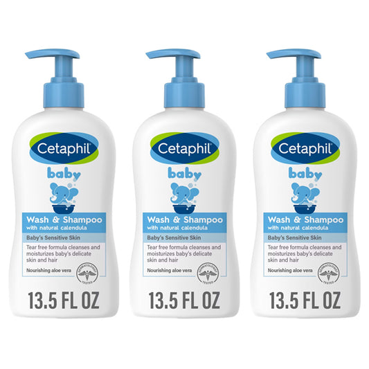 3 Pack - Cetaphil Baby 2-in-1 Hair Shampoo And Body Wash 13.5oz