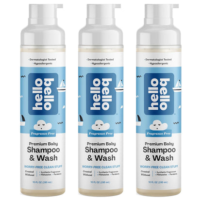 3 Pack - Hello Bello Extra Gentle Premium Baby Shampoo Body Wash 10oz