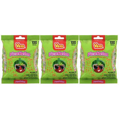 3 Pack - Vero PicaMelon Watermelon Chili Powder Covered Gummies 100 Count Vero