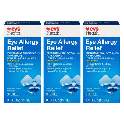 3 Pack - CVS Health Eye Allergy Relief Sterile Eye Drops 0.5oz CVS